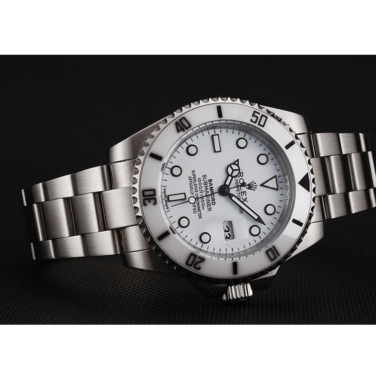 Good Copy Rolex Watches Dial Submariner Steel White Rolex 1453863 Bamford Bracelet Stainless 0702
